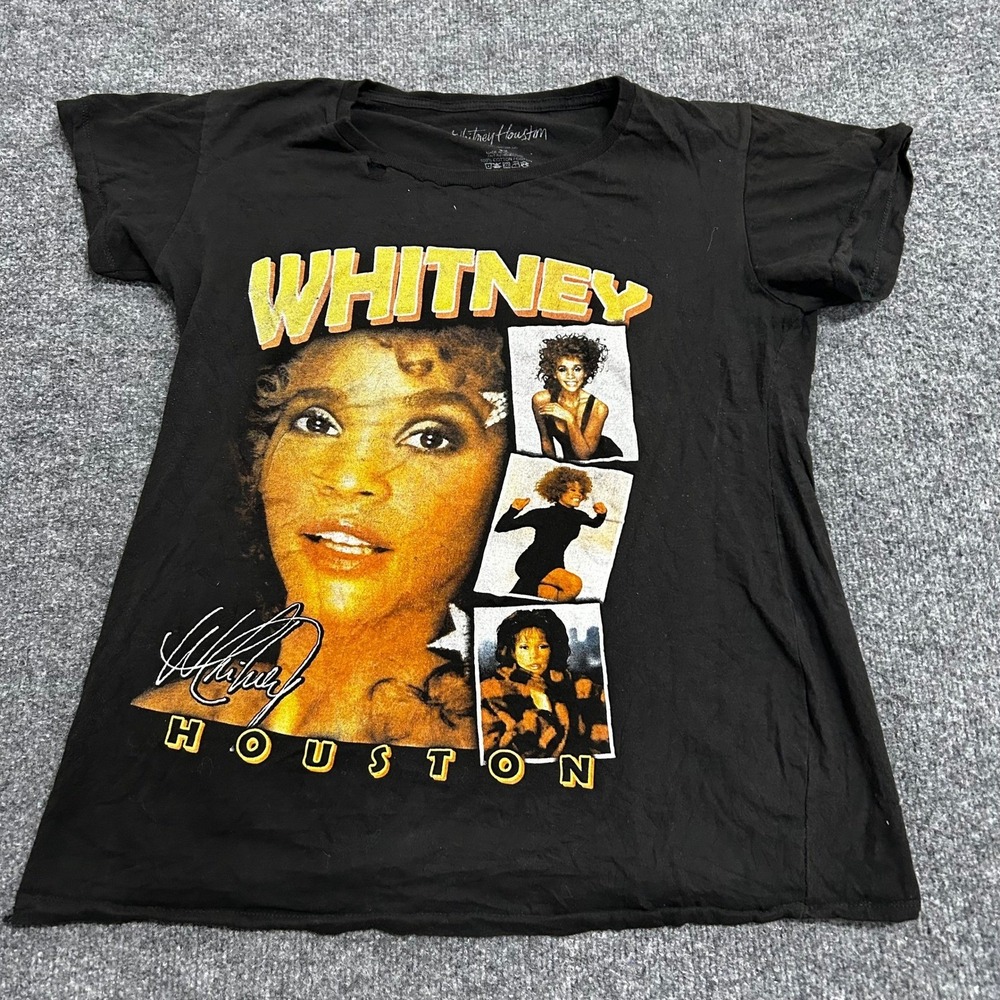 Whitney Houston T-Shirt Womens Size 2X Black Cotton Graphic Music Tee Good